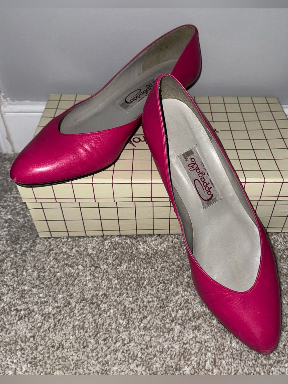 Pappagallo leather kitten heel pump Geranium Pink Women’s Size 7.5M 1980’s